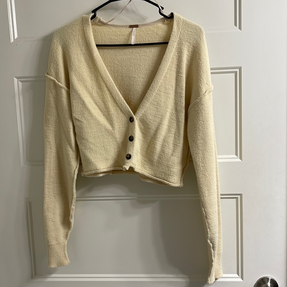 Free People Cropped Button Cardigan